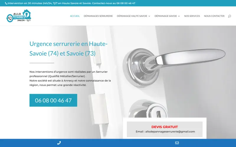 Aperçu du site Allo Dépannage Serrurerie