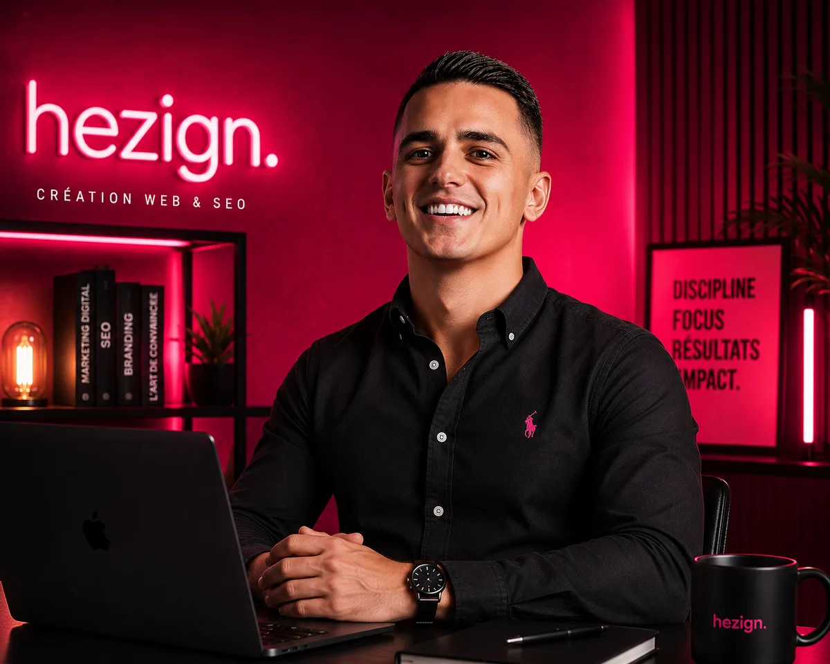 Harry Porcu, fondateur de Hezign, dans son bureau