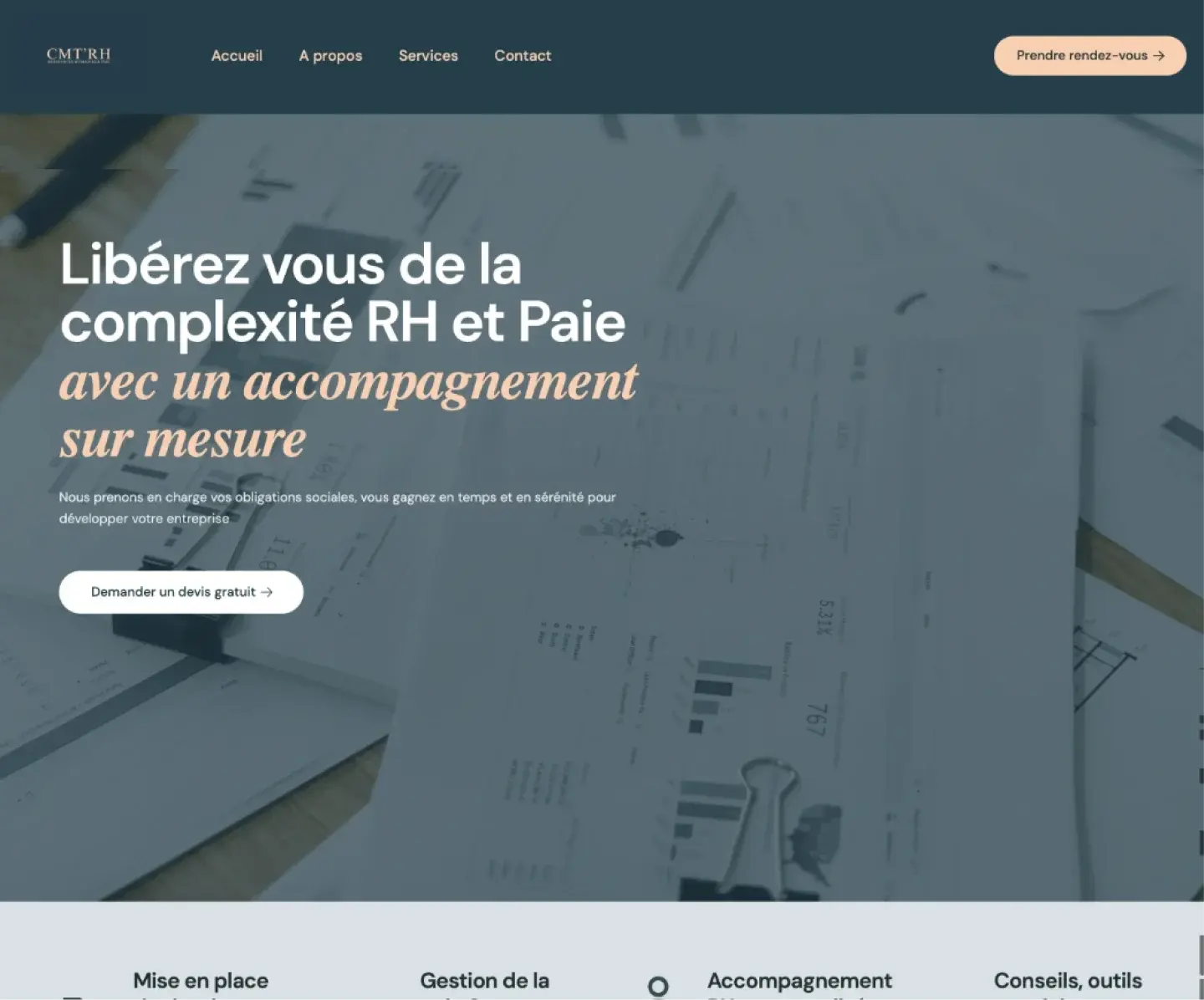 Capture d'écran du site CMT'RH