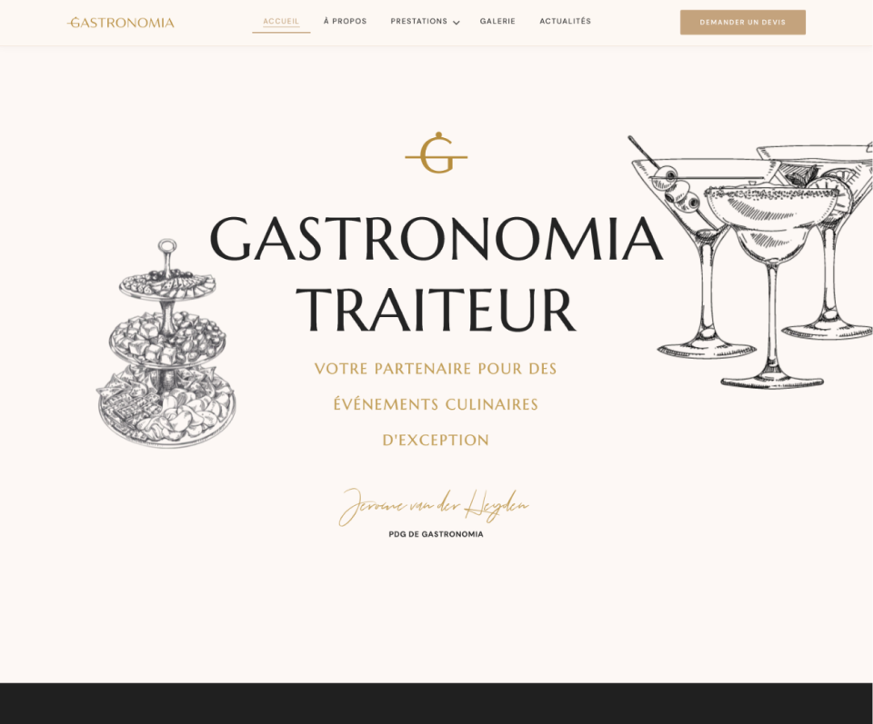 Capture d'écran du site Gastronomia Traiteur
