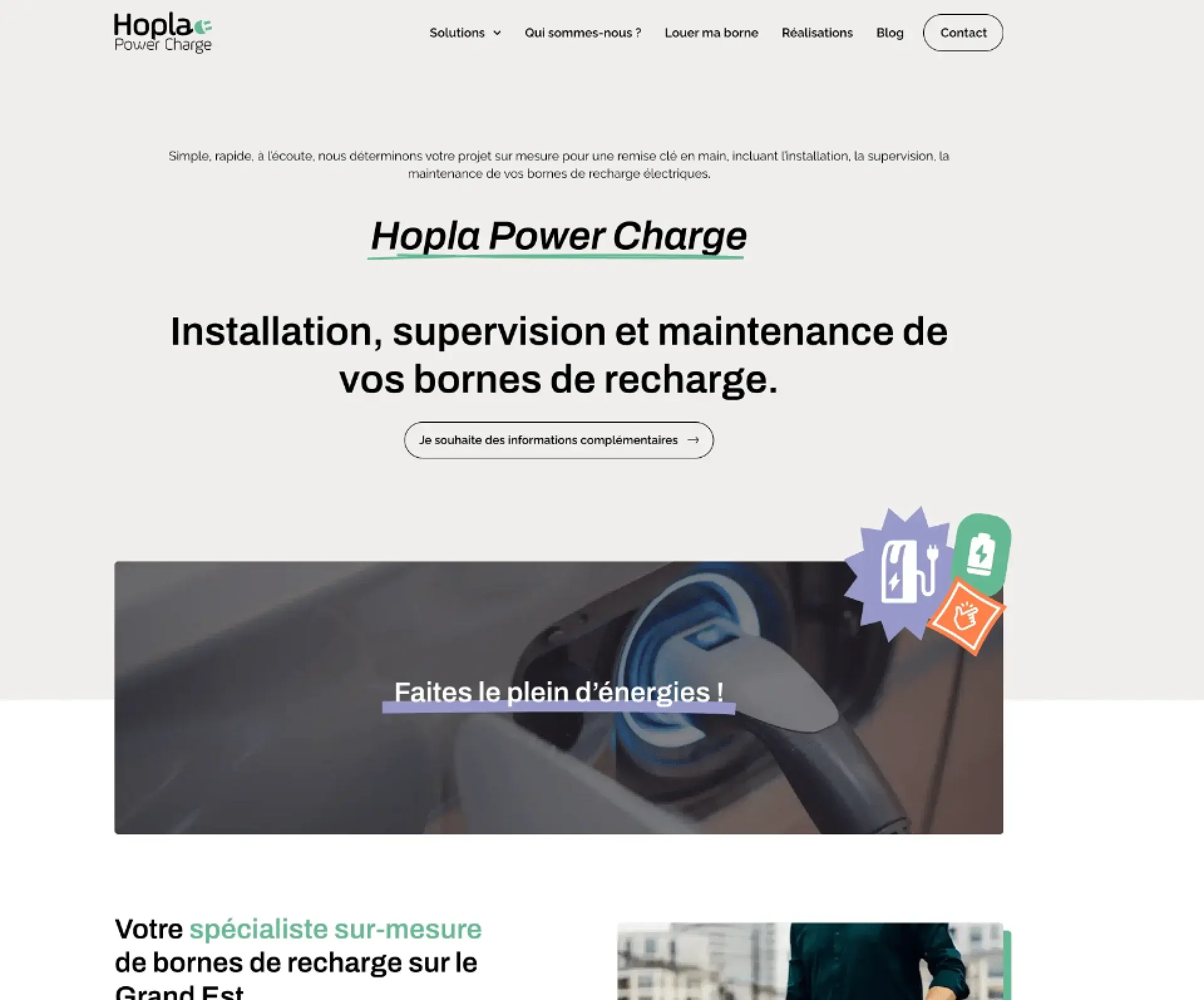 Capture d'écran du site Hopla Power Charge
