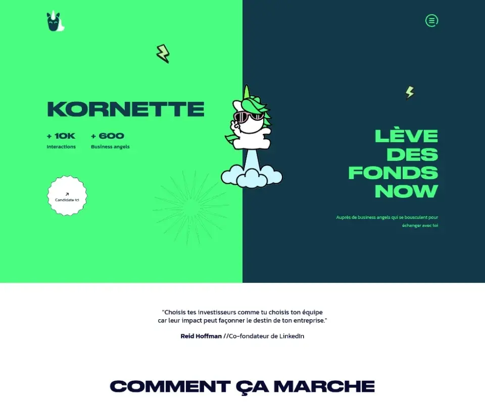 Capture d'écran du site Kornette