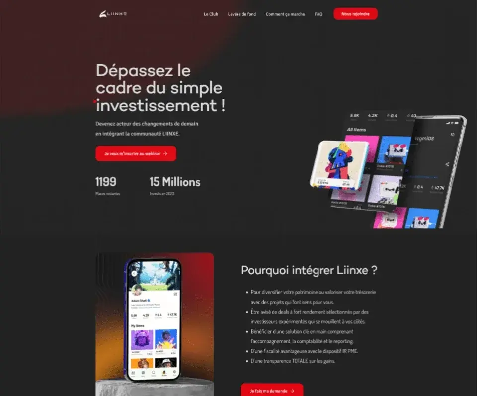 Capture d'écran du site Liinxe