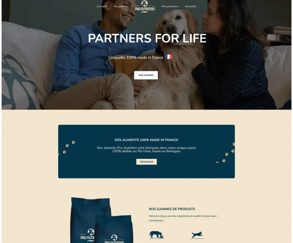 Capture d'écran du site Pro-Nutrition