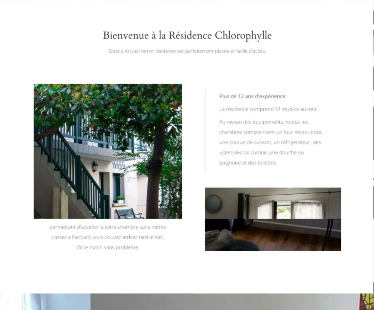 Capture d'écran du site Résidence Chlorophylle