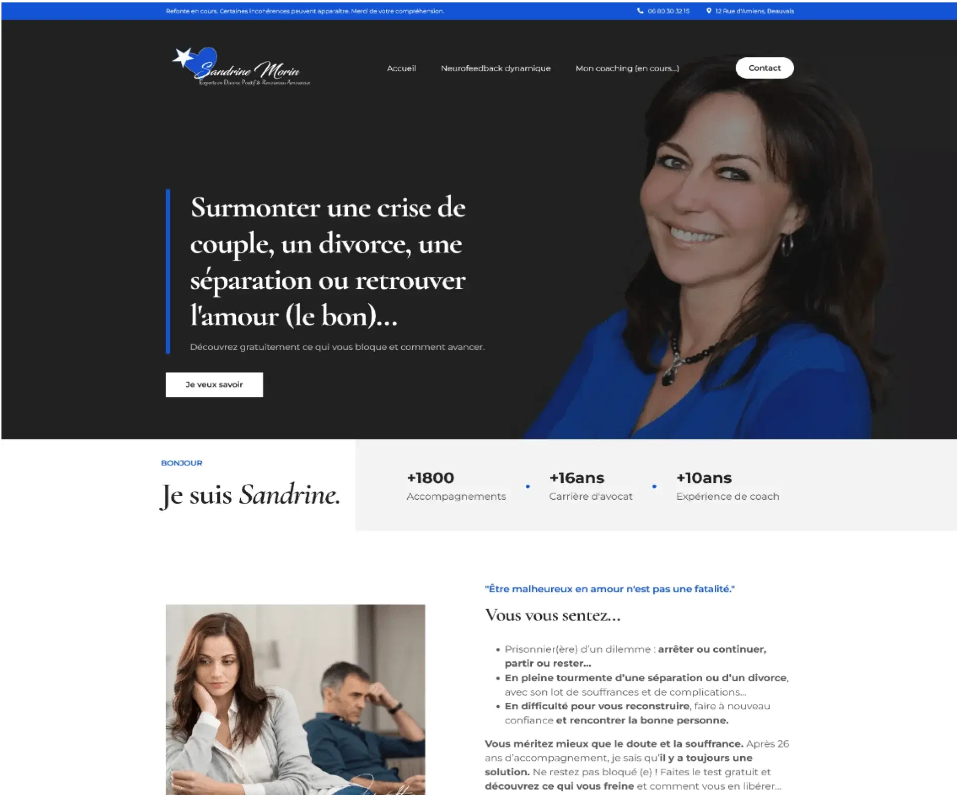 Capture d'écran du site Sandrine Morin