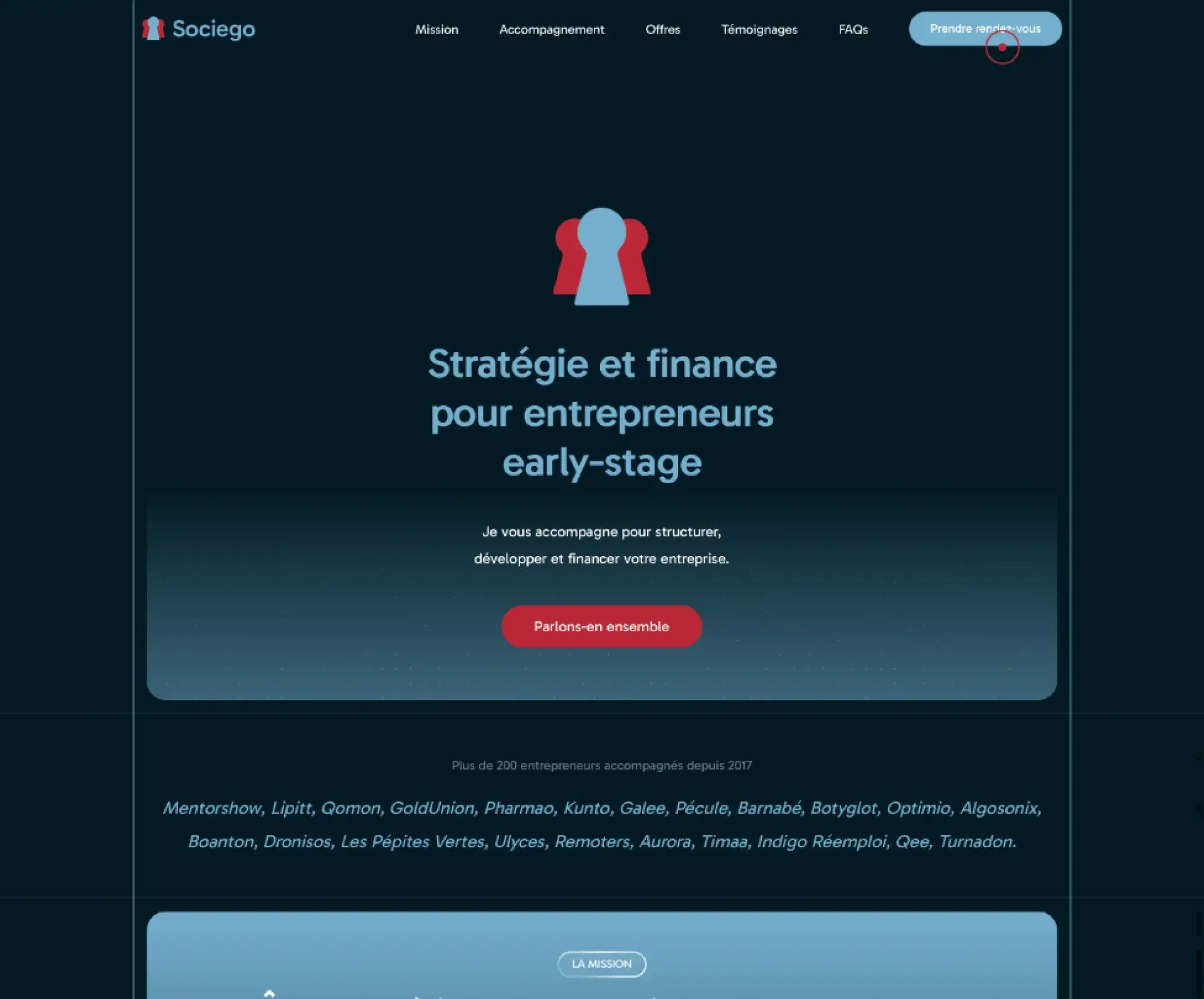 Capture d'écran du site Sociego