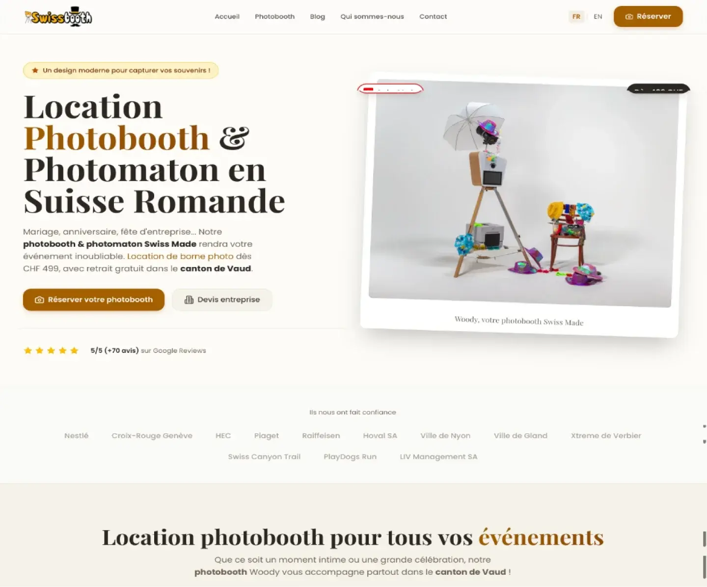 Capture d'écran du site Swissbooth