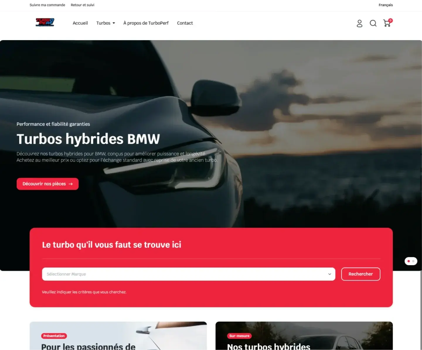 Capture d'écran du site Turbo Perf