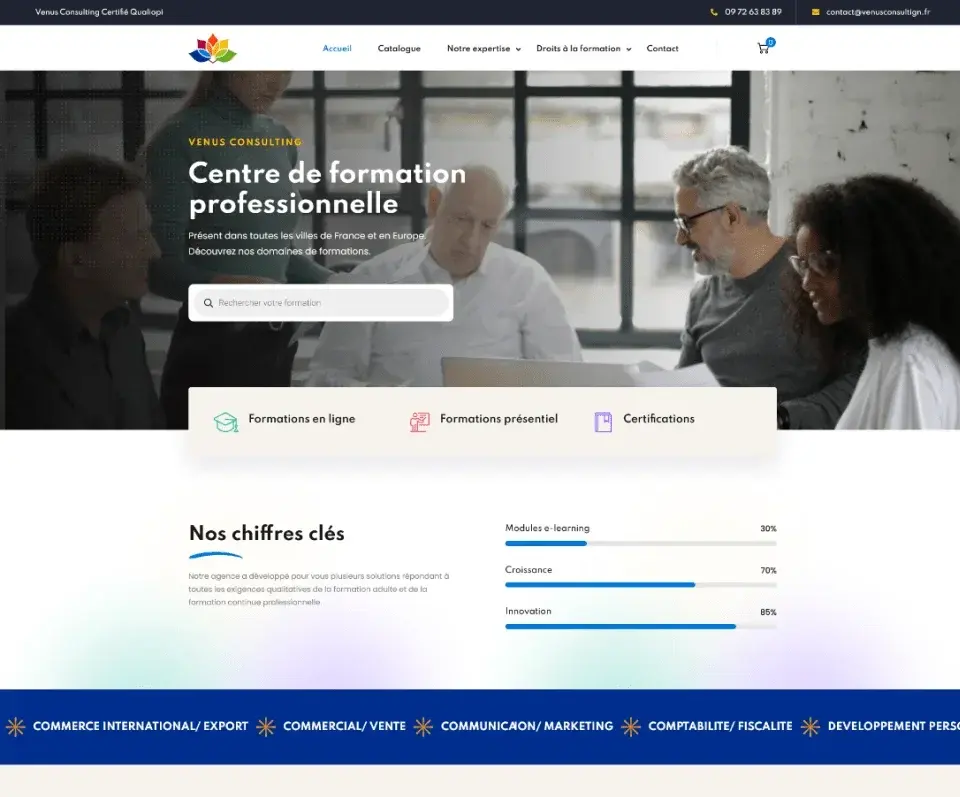 Capture d'écran du site Venus Consulting